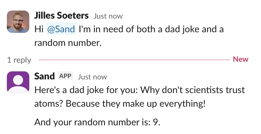 Slack agent responding in a thread