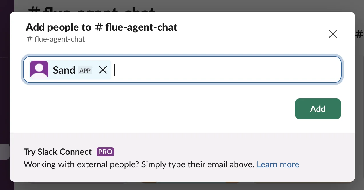 Inviting the Slack app to a channel