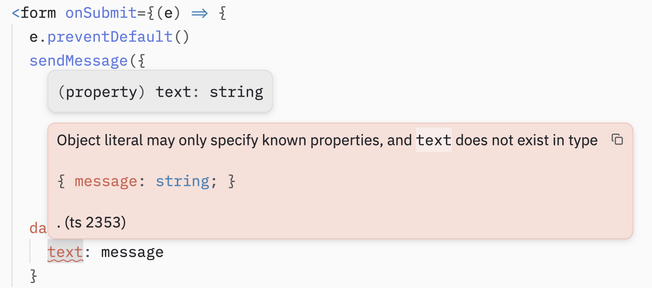 TypeScript error showing type safety when calling a TanStack Start server function with incorrect parameters
